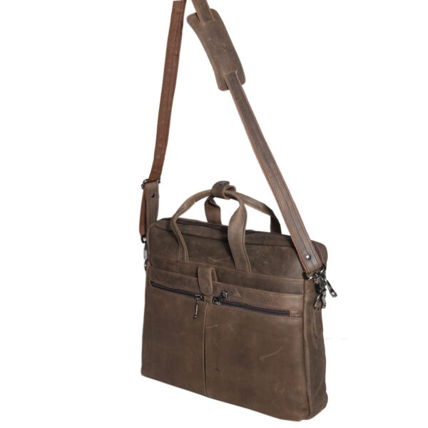 Tan Leather Laptop Bag - Image 2